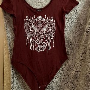 Cute burgundy elephant bodysuit